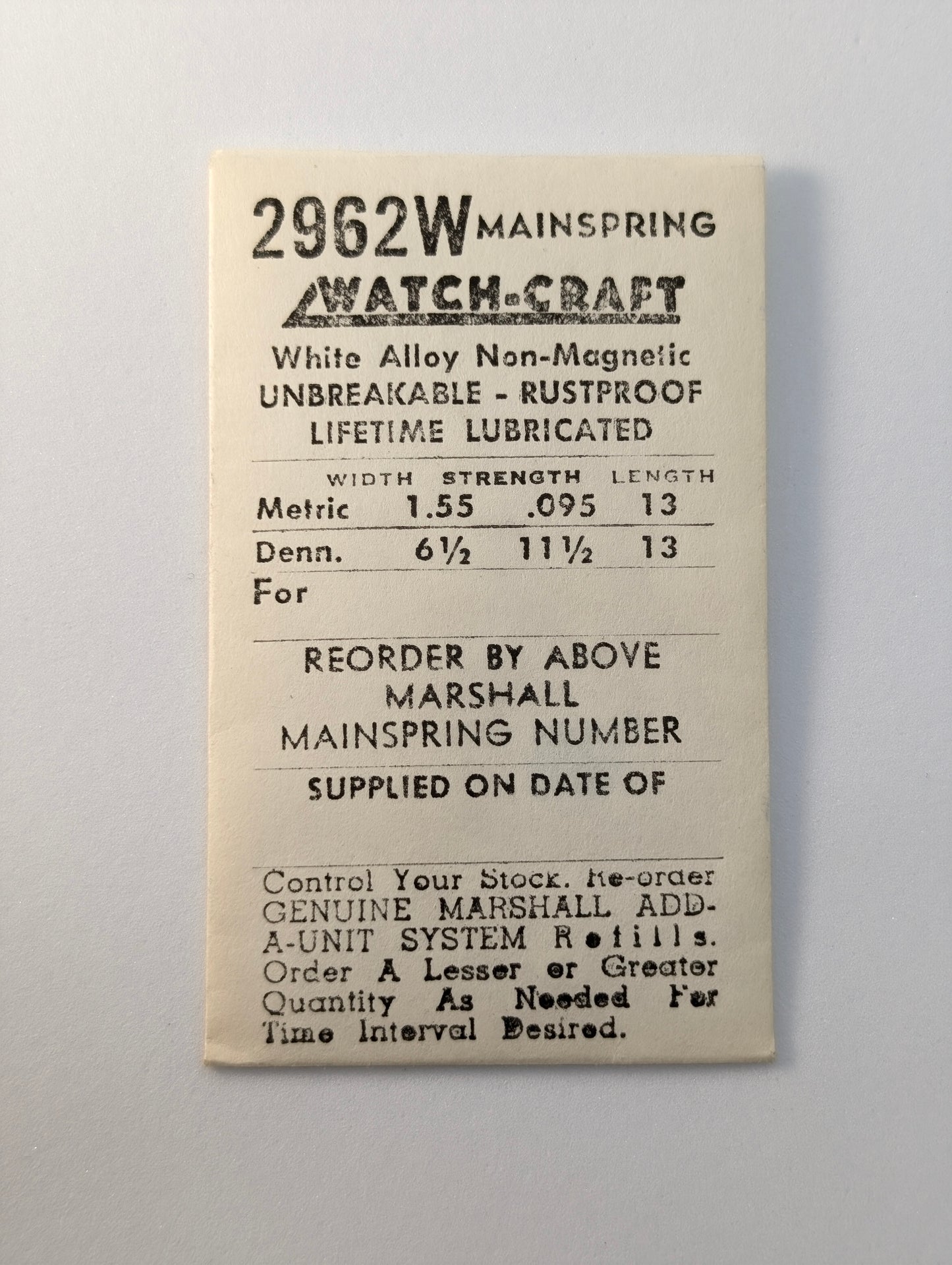 Mainsprings - Sizes From 1.45mm To 2.59mm in Width