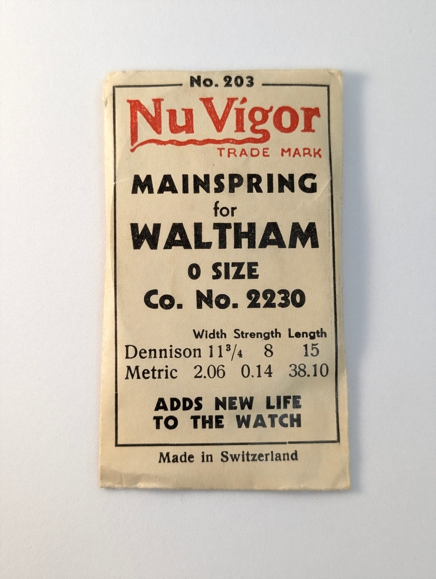 Mainsprings - Sizes From 1.45mm To 2.59mm in Width